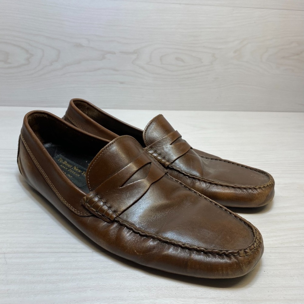 To Boot New York Adam Derrick Drivers Loafers Mens Size 11 Brown Leather Slip On